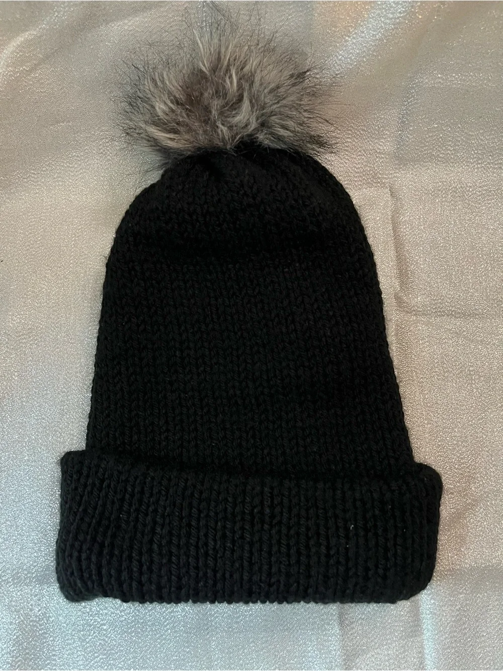 Crochet Handmade Hat Beanie with Faux Fur Pom Pom